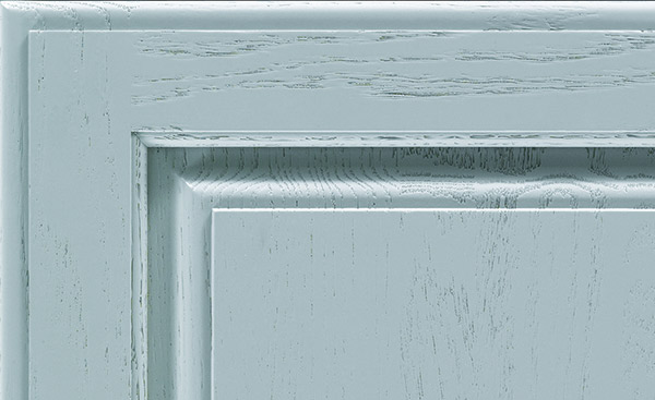 Interesting Aqua cabinet color on Oak